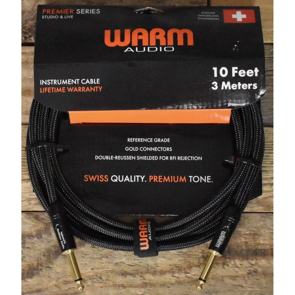 Warm Audio Premier Series 10ft Instrument Cable Gold Connectors Braided Black